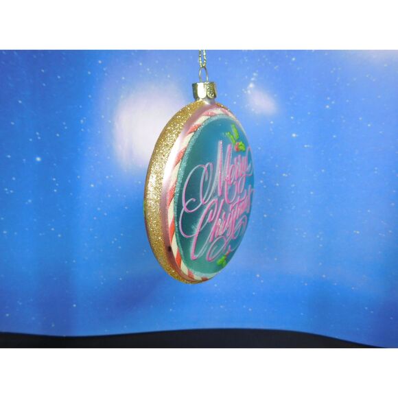 Merry Christmas Blown Glass Ornament Gingerbread Castle Hanging - Picture 3 of 8